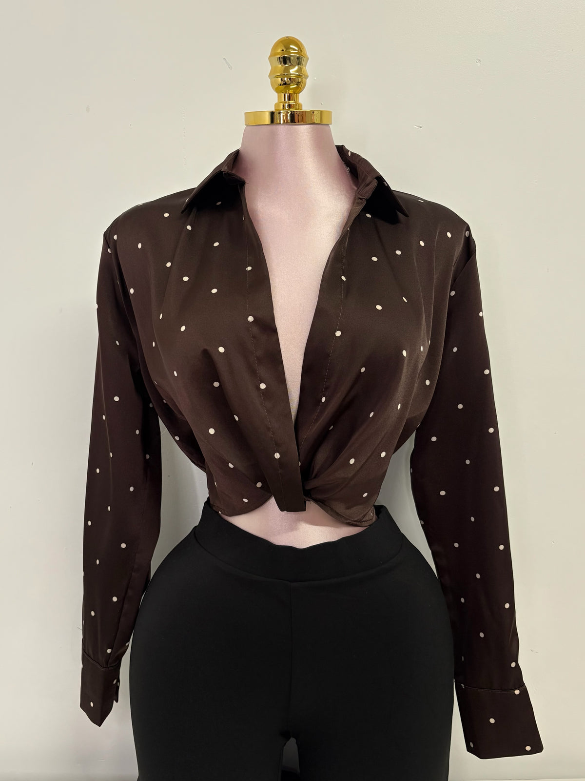 The Colette Polka Dot Blouse – Chocolate